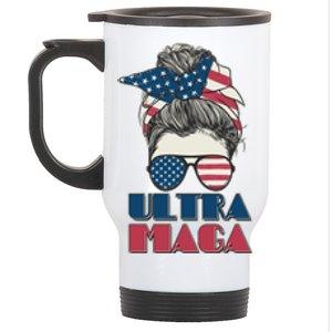 Ultra Maga Hair Bun Woman Stainless Steel Travel Mug