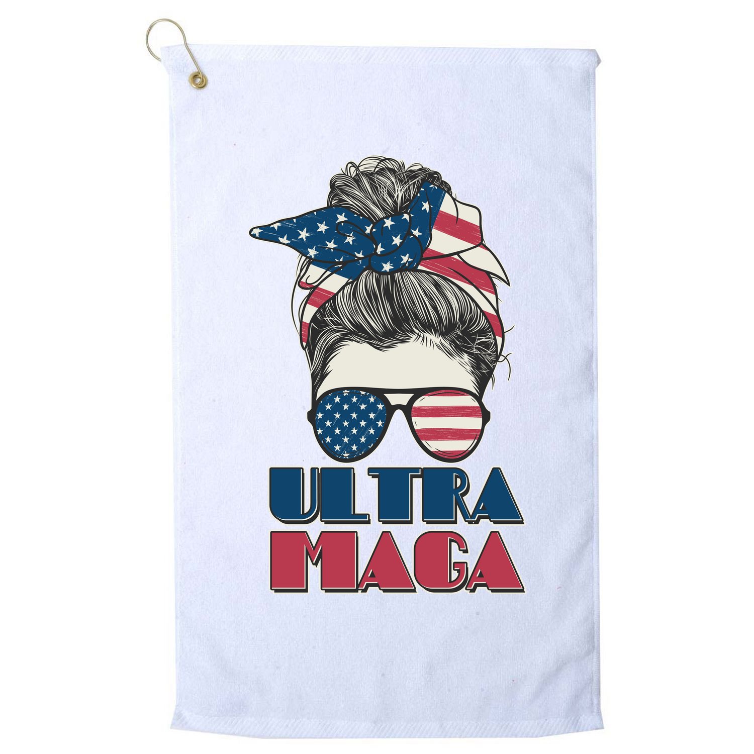 Ultra Maga Hair Bun Woman Golf Towel