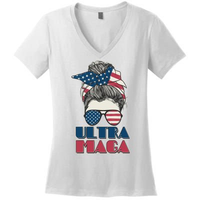 Ultra Maga Hair Bun Woman Women's V-Neck T-Shirt