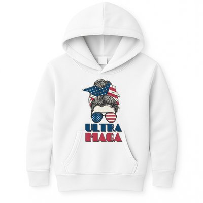 Ultra Maga Hair Bun Woman Kids Hoodie