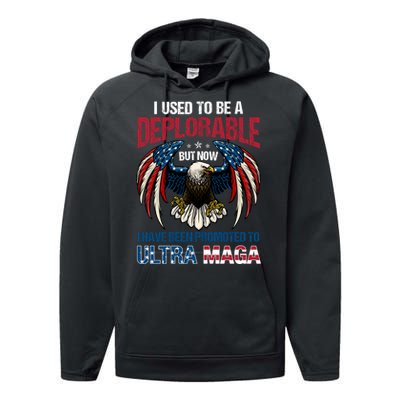 Ultra Maga I Used To Be A Deplorable But Now I Have Been Promoted To Ultra Maga Performance Fleece Hoodie