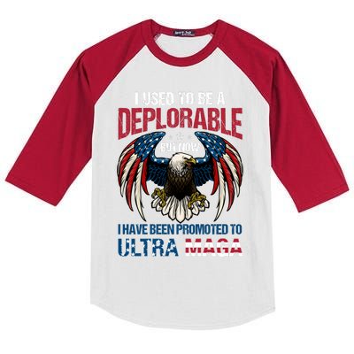 Ultra Maga I Used To Be A Deplorable But Now I Have Been Promoted To Ultra Maga Kids Colorblock Raglan Jersey