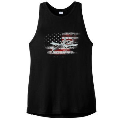 US Military Jet A10 Warthog US Warplane Fighter Jet Vintage Ladies PosiCharge Tri-Blend Wicking Tank