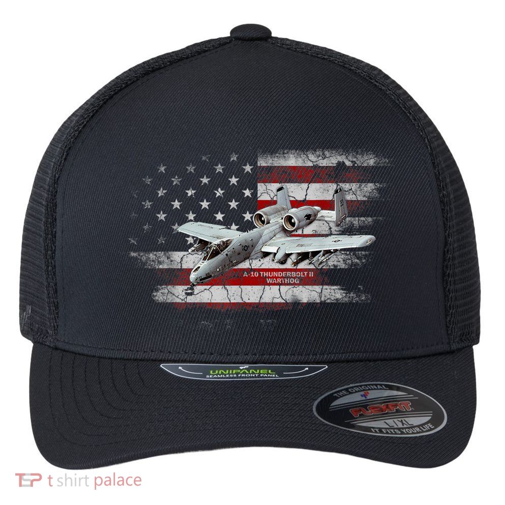 US Military Jet A10 Warthog US Warplane Fighter Jet Vintage Flexfit Unipanel Trucker Cap