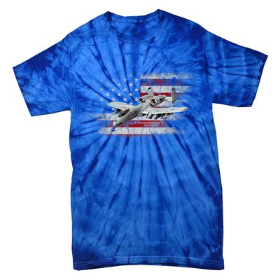 US Military Jet A10 Warthog US Warplane Fighter Jet Vintage Tie-Dye T-Shirt