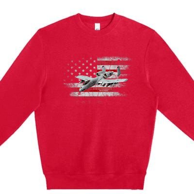 US Military Jet A10 Warthog US Warplane Fighter Jet Vintage Premium Crewneck Sweatshirt