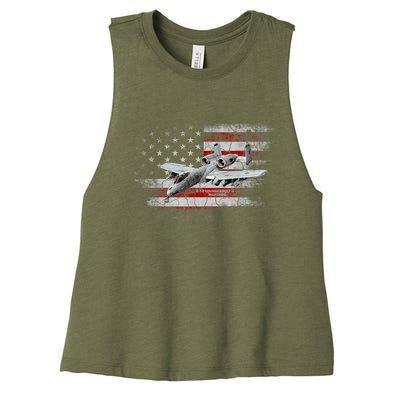 US Military Jet A10 Warthog US Warplane Fighter Jet Vintage Women's Racerback Cropped Tank