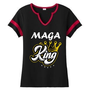 Ultra MAGA King Crown USA Trump 2024 Anti Biden Ladies Halftime Notch Neck Tee