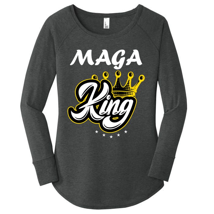 Ultra MAGA King Crown USA Trump 2024 Anti Biden Women's Perfect Tri Tunic Long Sleeve Shirt