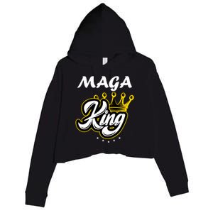 Ultra MAGA King Crown USA Trump 2024 Anti Biden Crop Fleece Hoodie