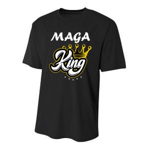 Ultra MAGA King Crown USA Trump 2024 Anti Biden Youth Performance Sprint T-Shirt