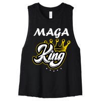 Ultra MAGA King Crown USA Trump 2024 Anti Biden Women's Racerback Cropped Tank