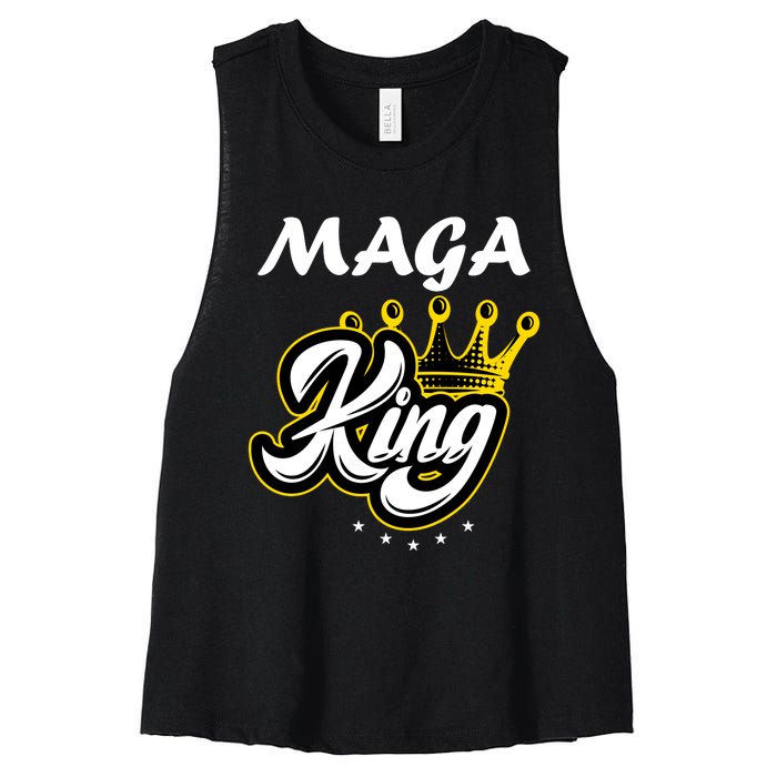 Ultra MAGA King Crown USA Trump 2024 Anti Biden Women's Racerback Cropped Tank