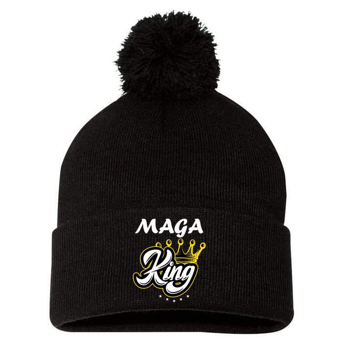 Ultra MAGA King Crown USA Trump 2024 Anti Biden Pom Pom 12in Knit Beanie