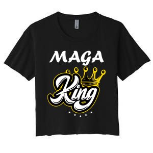 Ultra MAGA King Crown USA Trump 2024 Anti Biden Women's Crop Top Tee