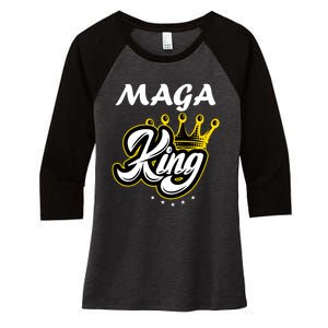 Ultra MAGA King Crown USA Trump 2024 Anti Biden Women's Tri-Blend 3/4-Sleeve Raglan Shirt