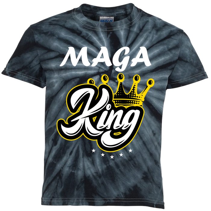 Ultra MAGA King Crown USA Trump 2024 Anti Biden Kids Tie-Dye T-Shirt