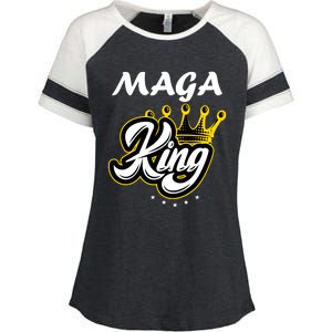 Ultra MAGA King Crown USA Trump 2024 Anti Biden Enza Ladies Jersey Colorblock Tee