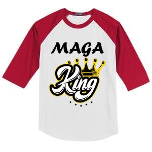 Ultra MAGA King Crown USA Trump 2024 Anti Biden Kids Colorblock Raglan Jersey