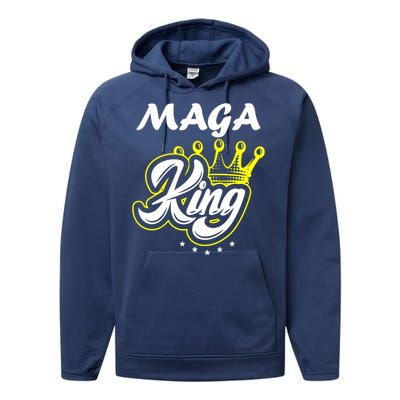 Ultra Maga King Crown Usa Trump Anti Biden Performance Fleece Hoodie