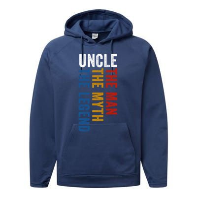 Uncle Myth Legend Funny Uncles Godfather Funny Gift Performance Fleece Hoodie