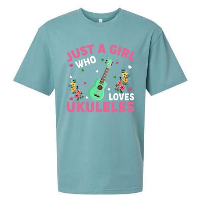 Ukulele Music Lover Just A Who Loves Ukuleles Funny Gift Sueded Cloud Jersey T-Shirt