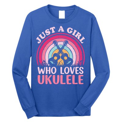 Ukulele Music Lover Vintage Just A Who Loves Ukulele Gift Long Sleeve Shirt