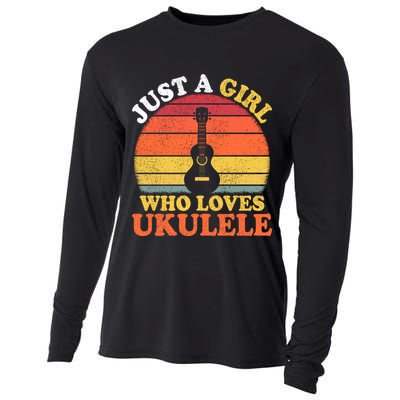 Ukulele Music Lover Vintage Just A Who Loves Ukulele Gift Cooling Performance Long Sleeve Crew