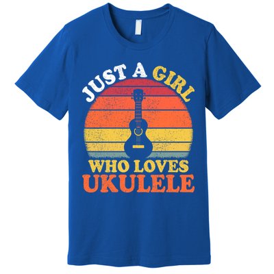 Ukulele Music Lover Vintage Just A Who Loves Ukulele Gift Premium T-Shirt