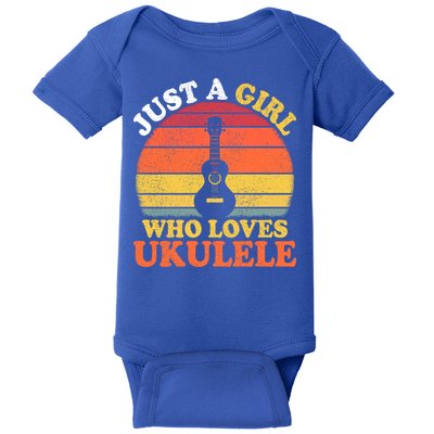 Ukulele Music Lover Vintage Just A Who Loves Ukulele Gift Baby Bodysuit