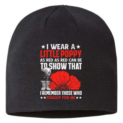 Usa Memorial Lest We Forget Red Poppy Flower Sustainable Beanie