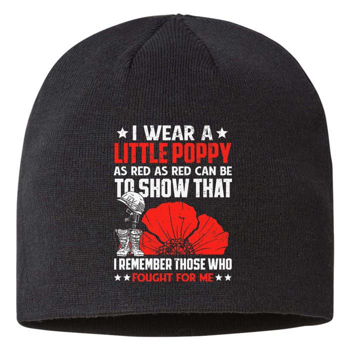 Usa Memorial Lest We Forget Red Poppy Flower Sustainable Beanie