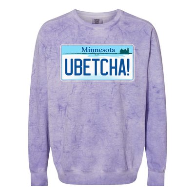 Ubetcha Minnesota License Plate Colorblast Crewneck Sweatshirt