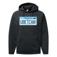 Ubetcha Minnesota License Plate Performance Fleece Hoodie