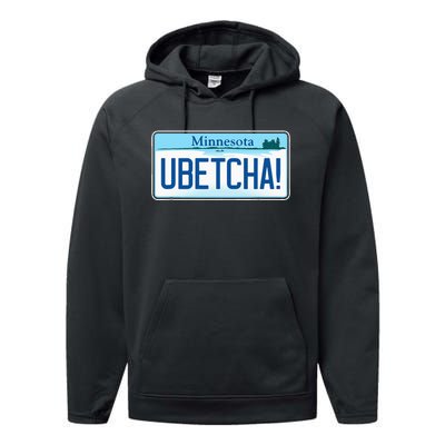 Ubetcha Minnesota License Plate Performance Fleece Hoodie