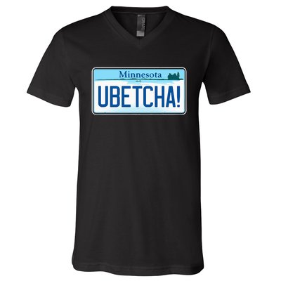 Ubetcha Minnesota License Plate V-Neck T-Shirt