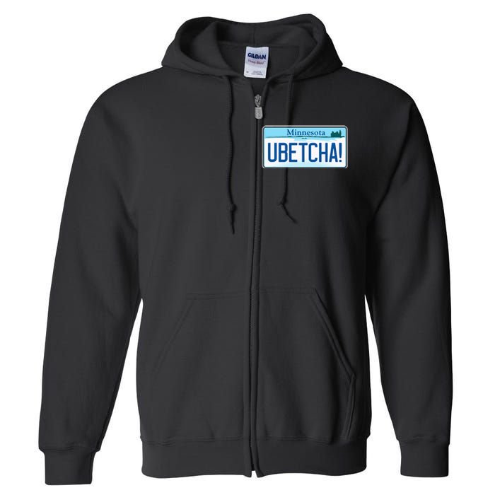 Ubetcha Minnesota License Plate Full Zip Hoodie