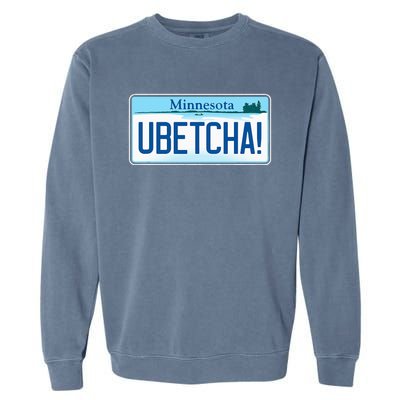 Ubetcha Minnesota License Plate Garment-Dyed Sweatshirt