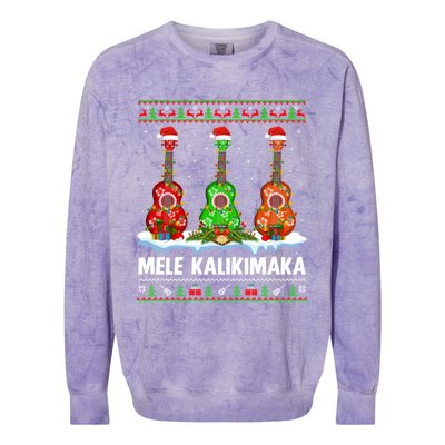 Ukulele Music Lover Ugly Mele Kalikimaka Ukulele Christmas Gift Colorblast Crewneck Sweatshirt