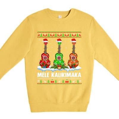 Ukulele Music Lover Ugly Mele Kalikimaka Ukulele Christmas Gift Premium Crewneck Sweatshirt