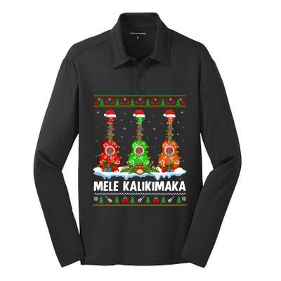 Ukulele Music Lover Ugly Mele Kalikimaka Ukulele Christmas Gift Silk Touch Performance Long Sleeve Polo