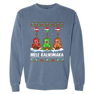 Ukulele Music Lover Ugly Mele Kalikimaka Ukulele Christmas Gift Garment-Dyed Sweatshirt