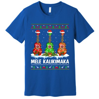 Ukulele Music Lover Ugly Mele Kalikimaka Ukulele Christmas Gift Premium T-Shirt