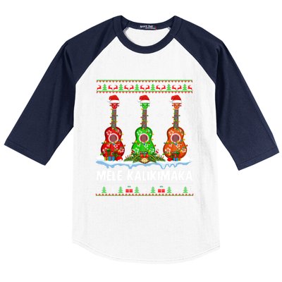 Ukulele Music Lover Ugly Mele Kalikimaka Ukulele Christmas Gift Baseball Sleeve Shirt