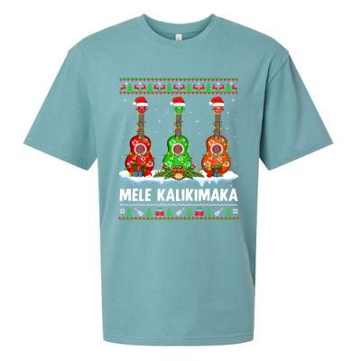 Ukulele Music Lover Ugly Mele Kalikimaka Ukulele Christmas Gift Sueded Cloud Jersey T-Shirt