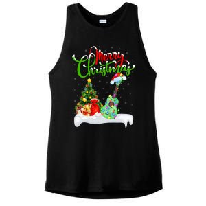 Ukulele Music Lover Xmas Lighting Santa Ukulele Christmas Ladies PosiCharge Tri-Blend Wicking Tank