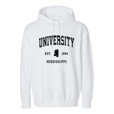 University Mississippi Ms Vintage Athletic Sports Garment-Dyed Fleece Hoodie