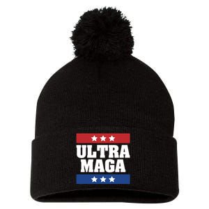 Ultra Maga | Make America Great Again | Trump 2024 Pom Pom 12in Knit Beanie