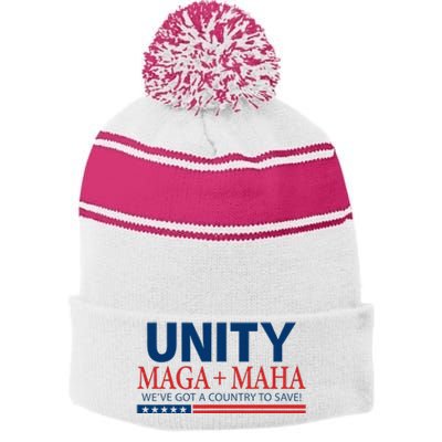 Unity Maga Maha We Are Got A Country To Save Stripe Pom Pom Beanie