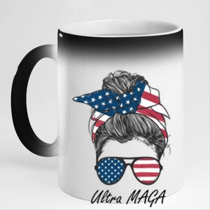 Ultra MAGA Messy Bun Parody Trump 2024 Anti Biden 11oz Black Color Changing Mug